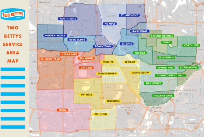 Two Bettys Service Area Map