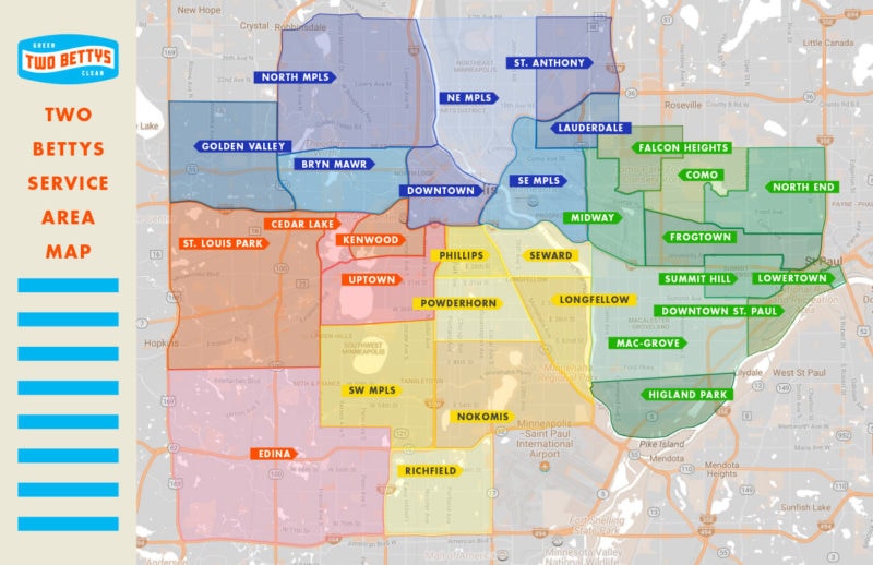 Two Bettys Service Area Map