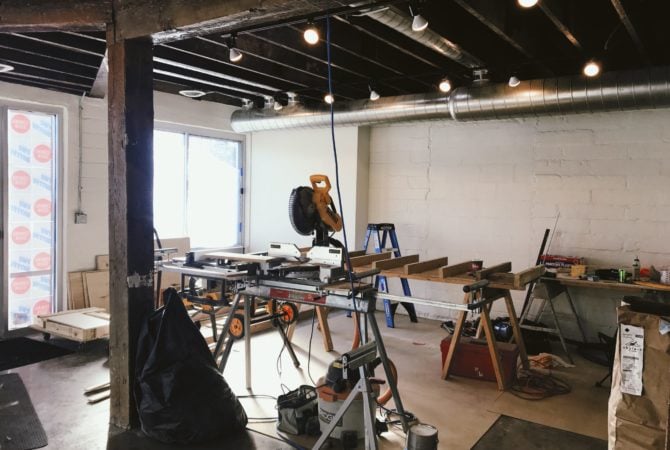 The interior space of Two Bettys Refill Station during the initial stage of build-out