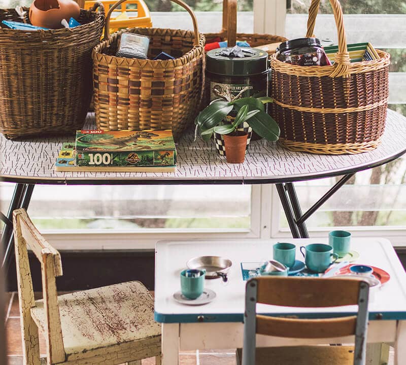 Baskets on a table