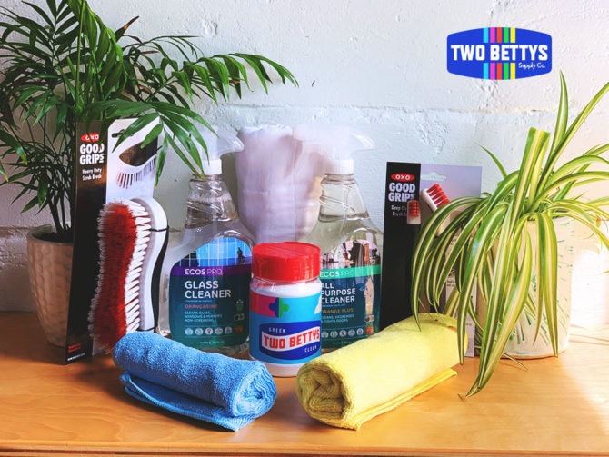 Two Bettys Supply Co Moldy Shower Rescue DIY green cleaning kit