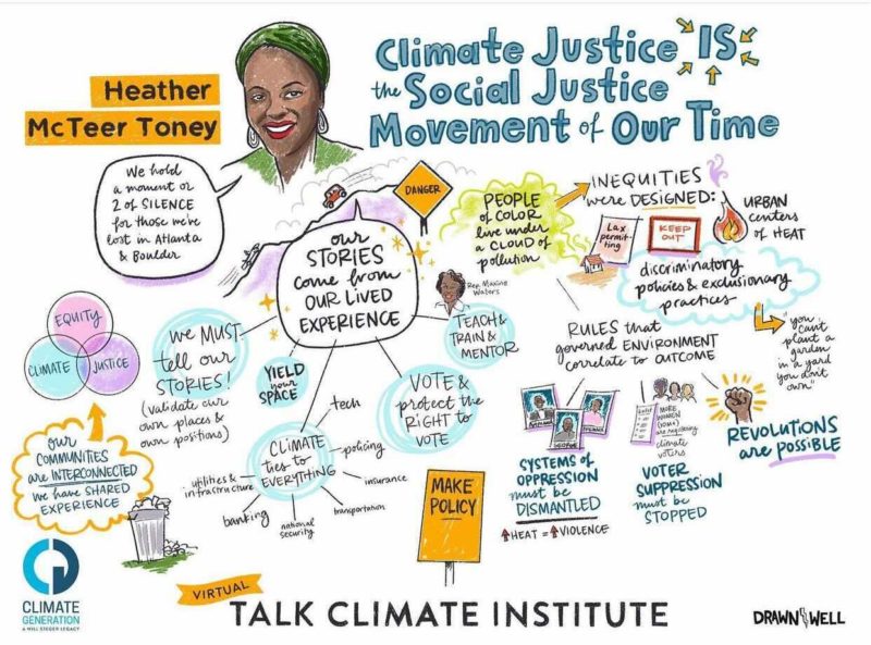 Visual notes by Lisa Troutman of Drawn Well of Heather McTeer Toney's talk at Talk Climate Institute conference.